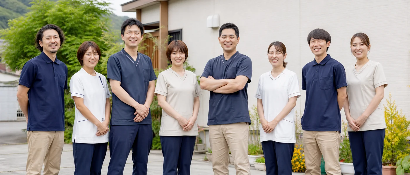 事務所で打ち合わせをするスタッフたち